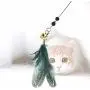 ocijf179 Cat Teaser Pet Cat Kitten Teaser Beads Bell Feather Playing Steel Wire Stick Wand Chew Toy - Green