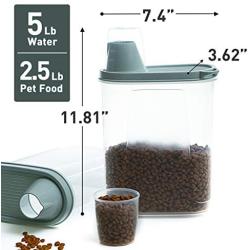 Citylife 2 PCS 2.5 LB Cat Food Storage Containers Small Pet Dog Food Storage Container Airtight Pour Spout Measuring Cup Bird Dry Food Dispenser with Lid