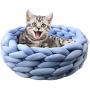 Lucky Monet Cotton Knitted Pet Bed Basket Warm Soft Woven Cat Nest Cozy Cuddler for Dogs & Cats