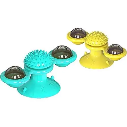 ANICISIO Cat Toy Relief pet Sucker Turntable/cat Spin Windmill（Yellow）