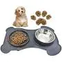 Slow Feeder Dog Bowls, Silicone Mat with 15 Strong Sucker Stainless Steel Bowl Non-Toxic Eco-Friendly Collapsible Removable Premuim Water Bowl for Small Cats Dogs and Pets Color Gray by Jell-Cell Slow Feeder Dog Bowls, Silicone Mat with 15 Strong Sucker Stainless Steel Bowl Non-Toxic Eco-Friendly Collapsible Removable Premuim Water Bowl for Small Cats Dogs and Pets Color Gray by Jell-Cell