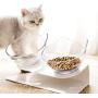 kathson Cat Double Food Bowl Elevated Pets Food Water Feeder Bowl with Stand, 15° Tilted Design Raised Feeder Bowls Anti Skid Tilting Neck Protective for Cats and Small Dogs