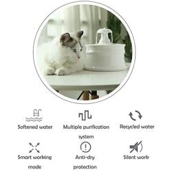 Ceramic Cat Water Fountain, Silent&Anti-Dry Protection&Water Circulation Automatic Water Dispenser for Cats Dogs (1.2L)