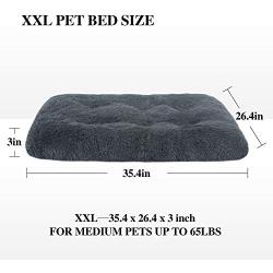 OXS Dog Bed Long Plush Calming Pet Bed, Comfortable Faux Fur Washable Crate Mat with Anti-Slip Backing for Jumbo Large Medium Dogs