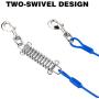Petbobi 30 ft Tie Out Cable for Dog with Durable Spring and Metal Swivel Hooks for Outdoor, Yard and Camping, Rust- Proof Training Tether for Small to Medium Dogs Up to 85 Pounds, Blue