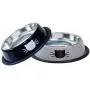 JOCHA cat Food Water Bowl Set for Food and Water Indoor Cats Stainless Steel Basic cat Small Dog pet Feeding Bowls Non-Slip Easy to Clean with Removable Rubber Base Cute Cats Painted (Black+Grey)