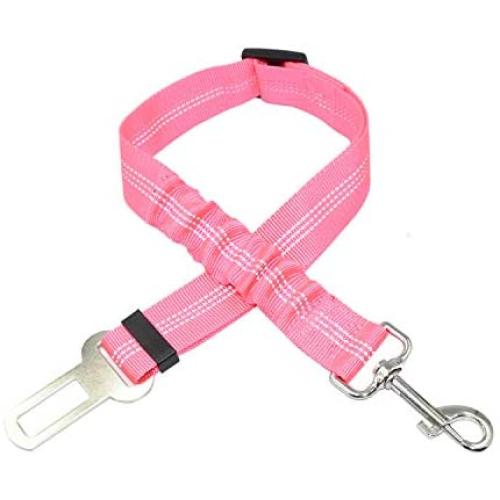 YUDOTE Dogs & Cats Car Seat Belts, Reflective Adjustable Safety Dog Car Sealbelt Leash for Harness Connect with Elastic Nylon Bungee Buffer