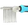 Vets Pride USA Dematting Comb for Dogs and Cats - Stainless Steel Tool for Tangles, Knots, and Matted Hair - Reversible Serrated Blades - Soft Handle and Thumb Rest - Perfect for Any Breed and Size