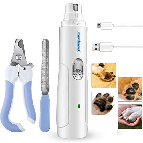 Zerhunt Dog Nail Grinder Clipper, Electric Pet Nail Grinder Trimmer Grooming for Small Medium Pets, Portable Rechargeable Pet Nail Grinder Clipper