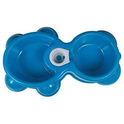 N/P Dog Cat Pets Double Bowl Feeder Plastic Dish Automatic Feeding Water Dispenser Cat Dog Drinking Bowl Outdoor
