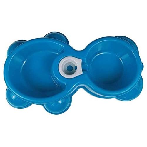 N/P Dog Cat Pets Double Bowl Feeder Plastic Dish Automatic Feeding Water Dispenser Cat Dog Drinking Bowl Outdoor