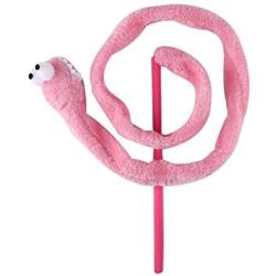 Pssopp Cat Teaser Toy, 3 Color Cartoon Snake Shape Cat Teaser Wand Toy Interactive Reusable Plush Catnip Cat Toys Funny Cat Kitten Pet Playing Toy