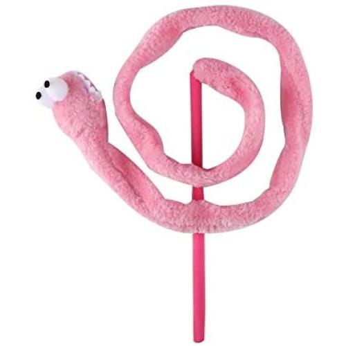 Pssopp Cat Teaser Toy, 3 Color Cartoon Snake Shape Cat Teaser Wand Toy Interactive Reusable Plush Catnip Cat Toys Funny Cat Kitten Pet Playing Toy