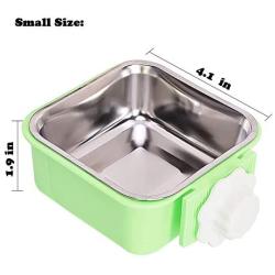 Love Dream Crate Dog Bowl, Stainless Steel Removable Cage Hanging Food Water Bowls with Bolt Holder for Puppy Cat Rabbite Birds