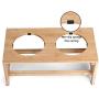 PETUPPY Bamboo Elevated Pet Feeder(7'' Tall),Raised Dog Bowls,Elevated Dog Feeder with 2 Stainless Steel Bowls for Food and Water,for Medium/Large Dogs.