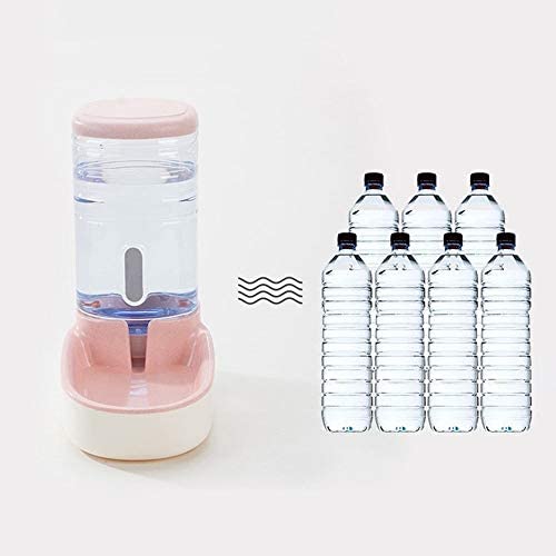 Chenteshangmao Automatic Drinking Fountain Pet Dog/Cat Plastic Water Bottle Large Capacity Drinking Basin Drinking Fountain Water Feeder ABS Pink 3.8L v5