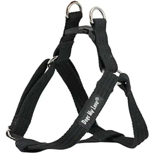 Cotton Web Adjustable Dog Step-in Harness 4 Sizes Black Cotton Web Adjustable Dog Step-in Harness 4 Sizes Black