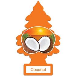 LITTLE TREES Car Air Freshener I Hanging Tree Provides Long Lasting Scent for Auto or Home I Coconut, 24 Count, (4) 6-Packs