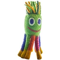 Le Sharma Eco Octopus – Handmade 100% Natural Boiled Wool Pet Toys – Eco- Friendly Dog Toys - Organic Dog Toys- Design in USA - Small Size : 9 Inches- Green Color