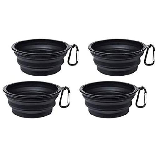JPs Exchange Collapsible Dog Bowl, Portable and Foldable with Caribiner Clip for Travel (4 Pack)