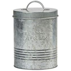 Amici Pet, , Retro Treats Galvanized Relief Lettering Metal Storage Canister, Food Safe, Push Top, 72 Ounces