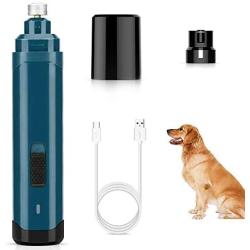 welltop Dog Nail Grinder, Ultra Quiet Pet Nail Grinder Portable USB Rechargeable Dog Nail Trimmer 2 Speeds Fast Grinding for Large Medium Small Dogs Claw Care, Dark Blue