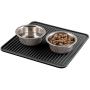 mDesign Premium Quality Square Pet Food and Water Bowl Feeding Mat for Dogs and Puppies - Waterproof Non-Slip Durable Silicone Placemat - Food Safe, Non-Toxic - Medium - Black