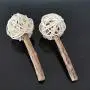ocijf179 Cat Toy Pet Cat Kitten Wood Matatabi Bell Rattan Ball Snack Stick Molar Chewing Toy - Wood Color