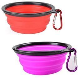 EWYO Collapsible Dog Bowl, 4 Pack Foldable Dog Travel Bowl,Pet Pop-up Food Water Feeder Foldable Bowls with Carabiner Clip