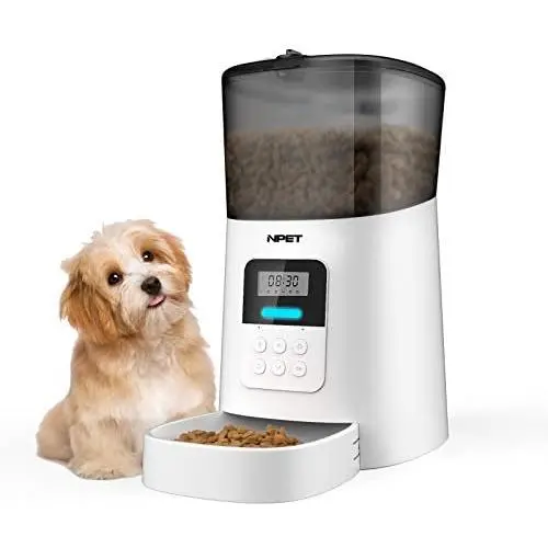 NPET Cordless Pet Feeder, Dog Food Dispenser Automatic, Automatic Cat Feeder for Small Animals with Distribution Alarms, Voice Recorder NPET Cordless Pet Feeder, Dog Food Dispenser Automatic, Automatic Cat Feeder for Small Animals with Distribution Alarms, Voice Recorder