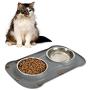 Hoping PET Bowl-No Spill Dog Bowl Non Slip Silicone Mat Dog Water Food Bowl Double Stainless Steel Cat Bowl Dish Puppy Bowl for Cat Dog Feeding