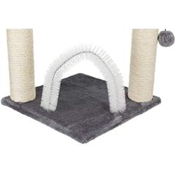 Royal Pet Club Baza Scratching Post, Gray, with Hammock, Brush Scratcher, Dangling Pom-Pom