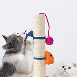 CHARMGIRL 16'' Cat Scratching Post,Durable Cat Dangling Toys Cat Scratcher Pole Sisal Rope Cat Tracking Interactive Toys Scratch Post Tree for Cats Kittens