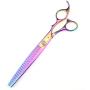 LILYS PET HIGH-END SERIES Japan 440C Stainless Steel Professional Pet Grooming Scissors Set,Rainbow Color,Cutting&Thinning&Two-way Curved shears Set (8.0'')