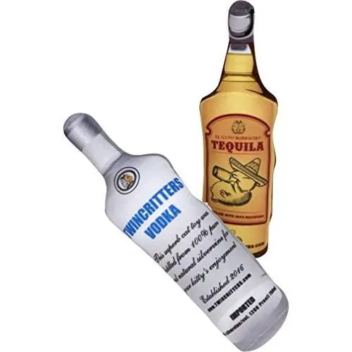 Twin Critters Organic Silvervine Catnip KittiKocktail Liquor Bottle Refillable Plush 2-Pack for Cats & Kittens No Artificial Ingredients - More Powerful Than Catnip - Great Gift for Cocktail drin Twin Critters Organic Silvervine Catnip KittiKocktail Liquor Bottle Refillable Plush 2-Pack for Cats & Kittens No Artificial Ingredients - More Powerful Than Catnip - Great Gift for Cocktail drin