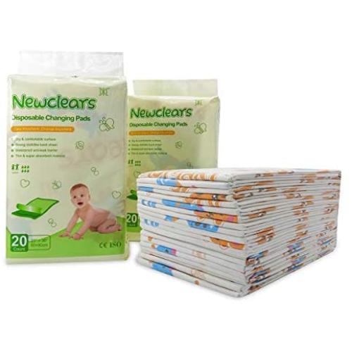 Newclears Baby Disposable Underpads Breathable Incontinence Diaper Changing Pads, 20 Count/Pack (23x36 - 2pack(40 Count))