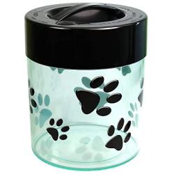 Pawvac 2.5 Pound Vacuum Sealed Pet Food Storage Container; Black Cap & Clear Body/Black Paws