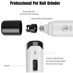 Ceenwes Dog Nail Grinder 2-Speed Rechargeable Pet Nail Trimmer with Dog Nail Clippers and Trimmer for Small Medium Large Dogs and Cats