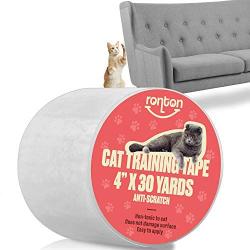 Ronton Cat Scratch Deterrent Tape - Anti Scratch Tape for Cats | 100% Transparent Clear Double Sided Training Tape | Pet & Kid Safe | Furniture, Couch, Door Protector