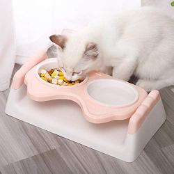 ocijf179 Pet Feeding Bowl Cat Dog Double Bowls Drinking Feeding Feeder Water Dispenser Food Container - Green