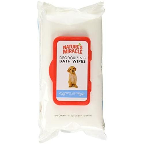 Natures Miracle Deodorizing Bath Wipes - Spring Waters Scent - (2 Packs of 100 Count)