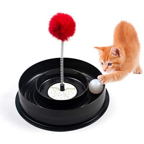 Roamwild Scratcher Play Set for Cats Scratching Pad & Cat Toy Cat Lounge & Interactive Ball Toys Product with Rotating Catnip Compartment
