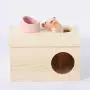 Hamster Pine Wood Chamber Hideout, Multi-Chamber Hamster House Maze - Small Pets House Habitats Decor for Hamster Mice Gerbils Mouse