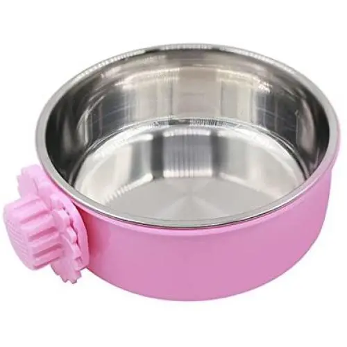 Daycount Pet Feeder Dog Bowl Stainless Steel Food Hanging Bowl Crates Cages Dog Parrot Bird Pet Drink Water Bowl Dish Accessory (S: 4.5x2, Pink) Daycount Pet Feeder Dog Bowl Stainless Steel Food Hanging Bowl Crates Cages Dog Parrot Bird Pet Drink Water Bowl Dish Accessory (S: 4.5x2, Pink)