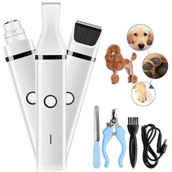 Dog Clippers Dog Nail Grinder Versatile Pet Grooming Kit Rechargeable Cordless 2-Speed Low Noise Pet Hair Nail & Trimmer with Stainless Steel Nail Clipper & File for Dog, Cat and Other Pets