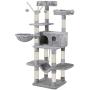FEANDREA Cat Tree, Large Cat Tower, 64.6 Inches, Cat Activity Center with Hammock, Basket, Removable Fur Ball Sticks, Cat Condo