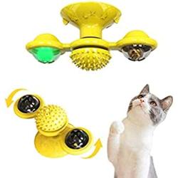 PINASE Spinning Windmill Cat Toy with Suction Cup Turntable Teasing Pet Toy Funny Interactive Cat Toy