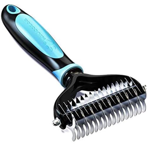 MIU COLOR Pet Grooming Brush, 2 Sided Professional Dematting Comb Grooming Undercoat Rake, Effective Removing Knots for Cats, Dogs