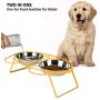 E-ROOM TREND Elevated Dog Bowls,Cute Metal Raised Dog Food Bowl for Cat and Small Dog Come with 2 Stainless Steel Dog Bowls Set for Food and Water with Anti Slip Feet