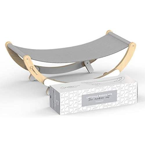 Furry Tom Premium Cat Bed - Rocking and Static Cat Hammock - Modern and Minimalist Pet Bed - Pine Wood and Linen - Elephant Gray Furry Tom Premium Cat Bed - Rocking and Static Cat Hammock - Modern and Minimalist Pet Bed - Pine Wood and Linen - Elephant Gray